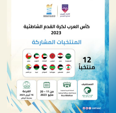Will be held next month in Jeddah with the participation of 12 teams.. The Union of Arab Football Associations organizes Arab Beach Soccer Championship 2023