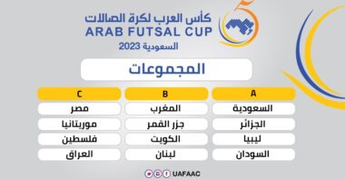 Will be hosted by SAFF in Jeddah ..The draw of the seventh edition of the Arab Futsal Cup 2023 was held