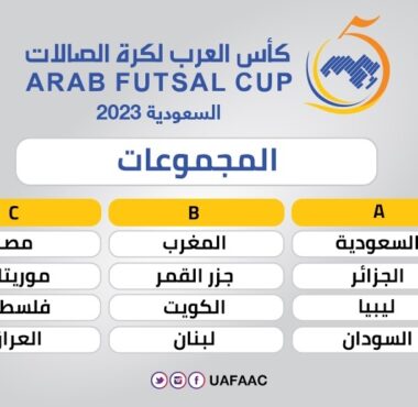 Will be hosted by SAFF in Jeddah ..The draw of the seventh edition of the Arab Futsal Cup 2023 was held