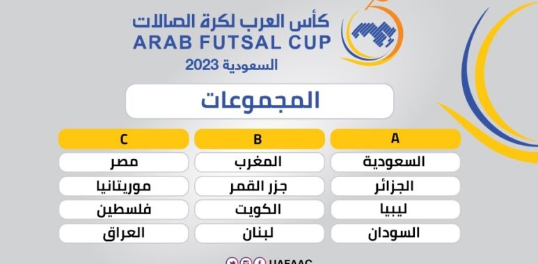 Will be hosted by SAFF in Jeddah ..The draw of the seventh edition of the Arab Futsal Cup 2023 was held